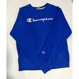Champion‎ Authentic Athleticwear Mens M Blue Crewneck Logo Sweatshirt Pullover